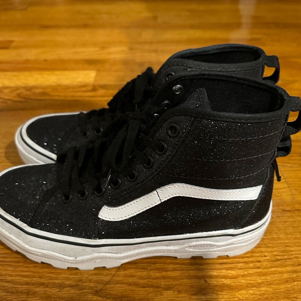 Glitter SK8 hi top vans black and white perfect condition